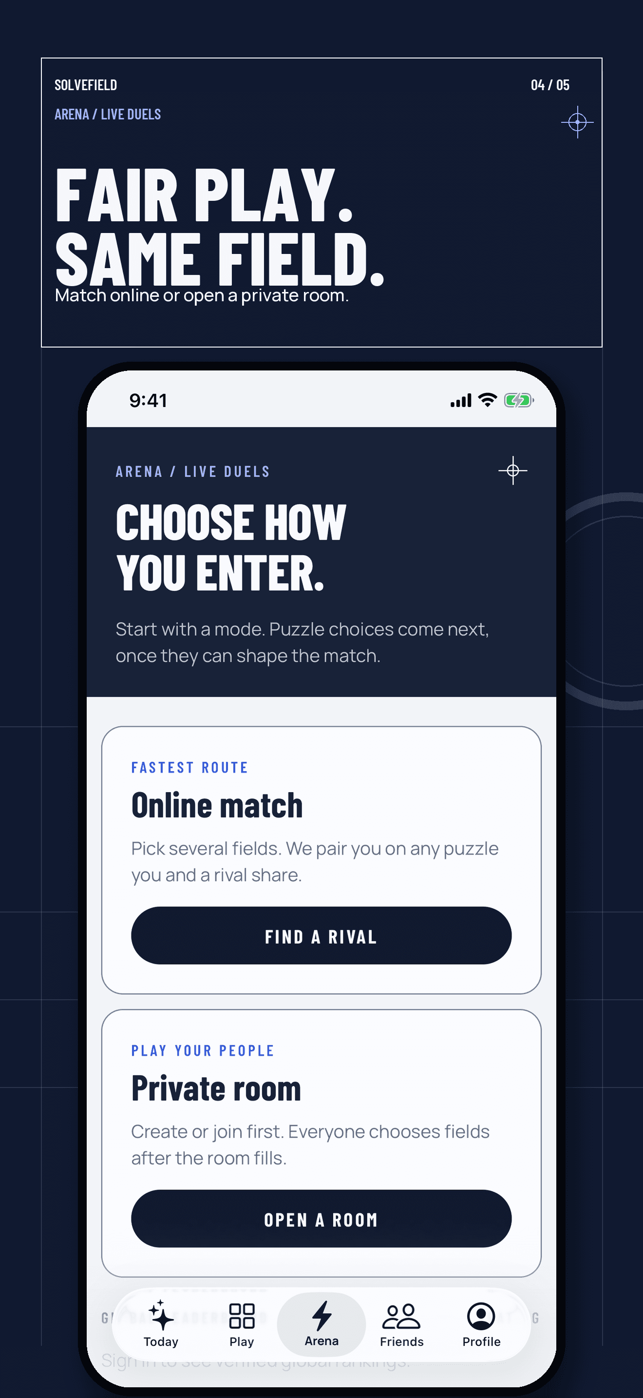 Solvefield live competition screen